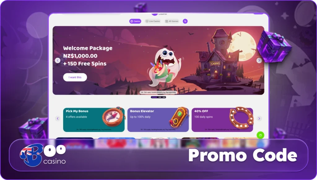 Overview of Boo Casino promo codes and availability of bonus code offers for players